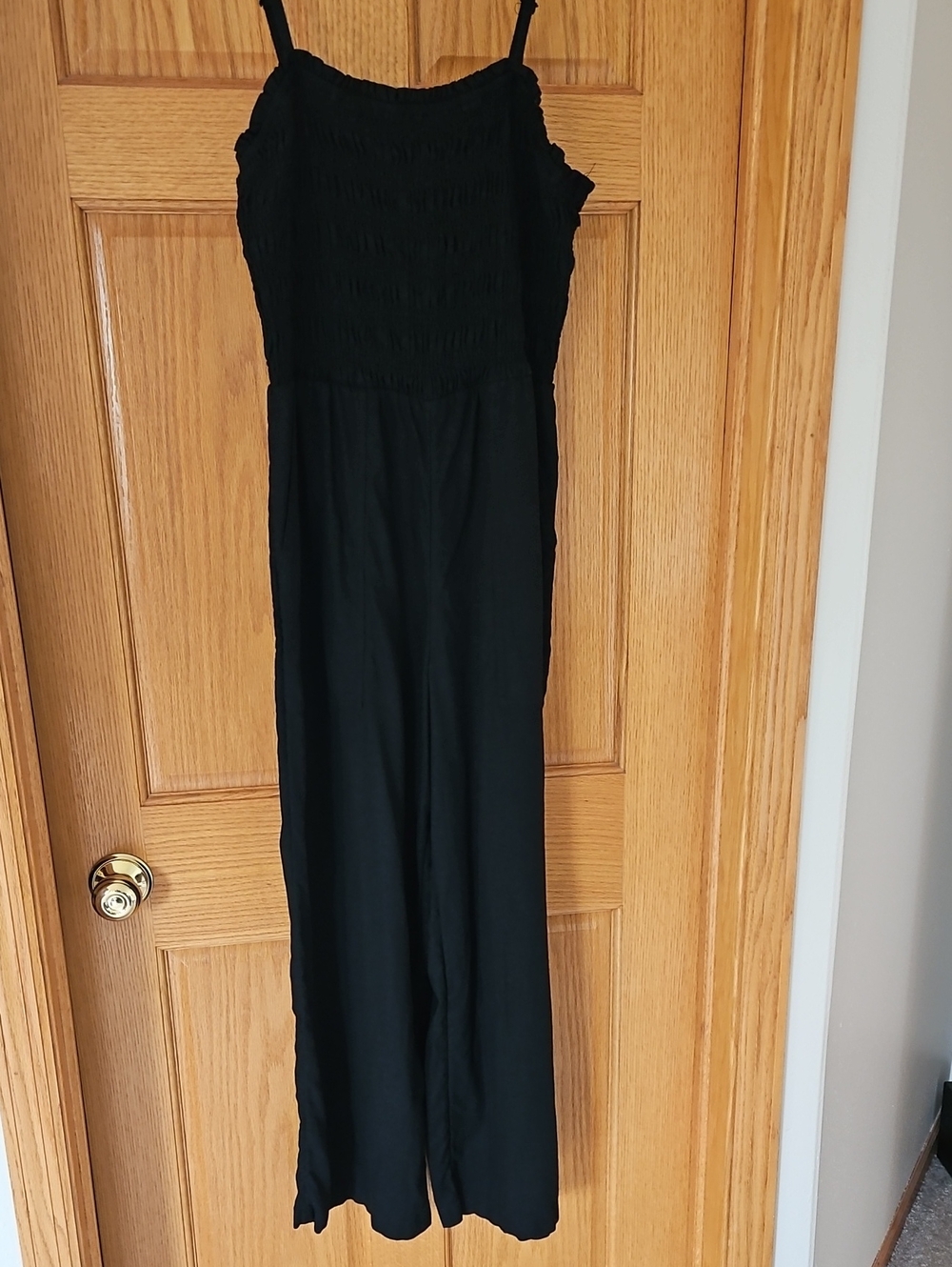 Universal Thread Black Smocked Bodice Wide-Leg Jumpsuit